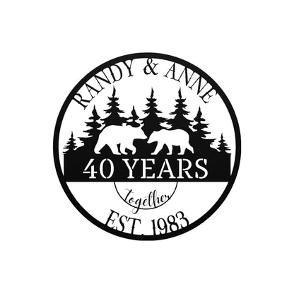 40th Anniversary Gift, Gift For Parents, Wedding Anniversary Metal Sign, Parents Anniversary, Bear Metal Sign