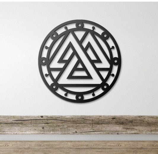 Viking Metal Wall Art, Valknut Symbol Metal Sign, Viking Sign Decor, Nordic Metal Art, Scandinavian Viking Symbol, Metal Nordic Sign Decor