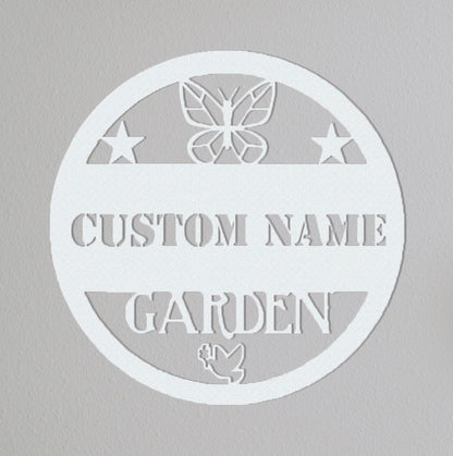 Custom Garden Sign,Butterfly Sign,Garden Wall Art,Family Garden Sign, Birds Sign,Gate Decor,Personalized Garden Sign Name