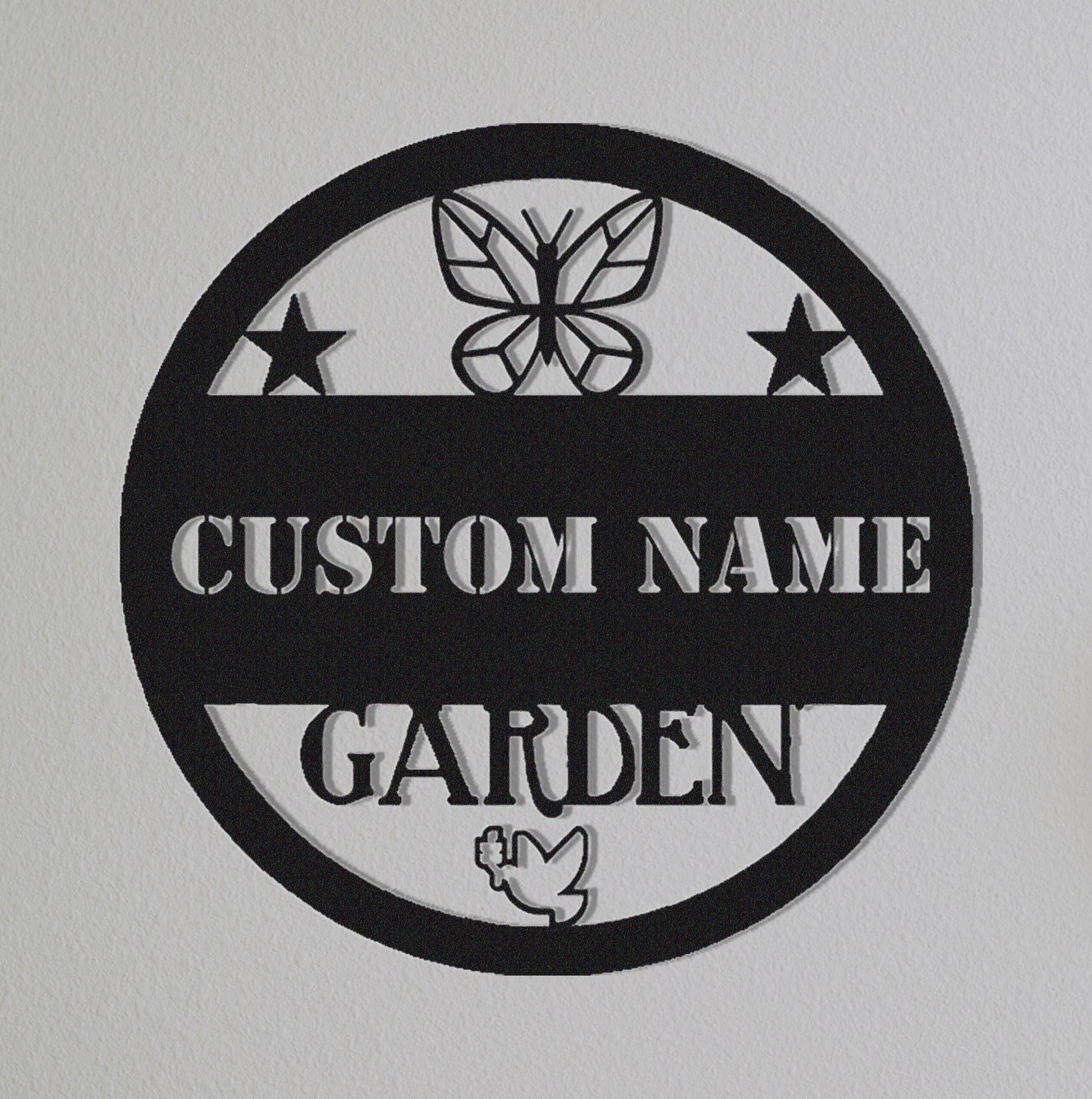 Custom Garden Sign,Butterfly Sign,Garden Wall Art,Family Garden Sign, Birds Sign,Gate Decor,Personalized Garden Sign Name