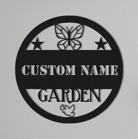 Custom Garden Sign,Butterfly Sign,Garden Wall Art,Family Garden Sign, Birds Sign,Gate Decor,Personalized Garden Sign Name