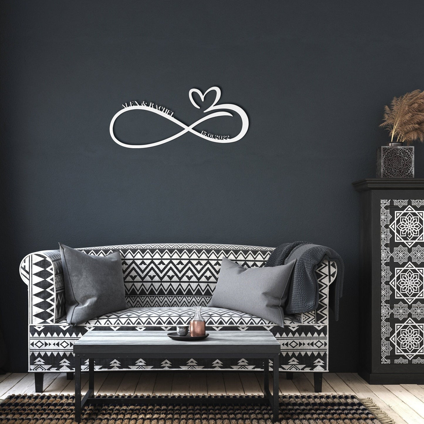 Custom Infinity Heart Sign, Couples Ornament, Valentines Day Gift for Couples, Gift from Groom to Bride, Custom Couples Gift