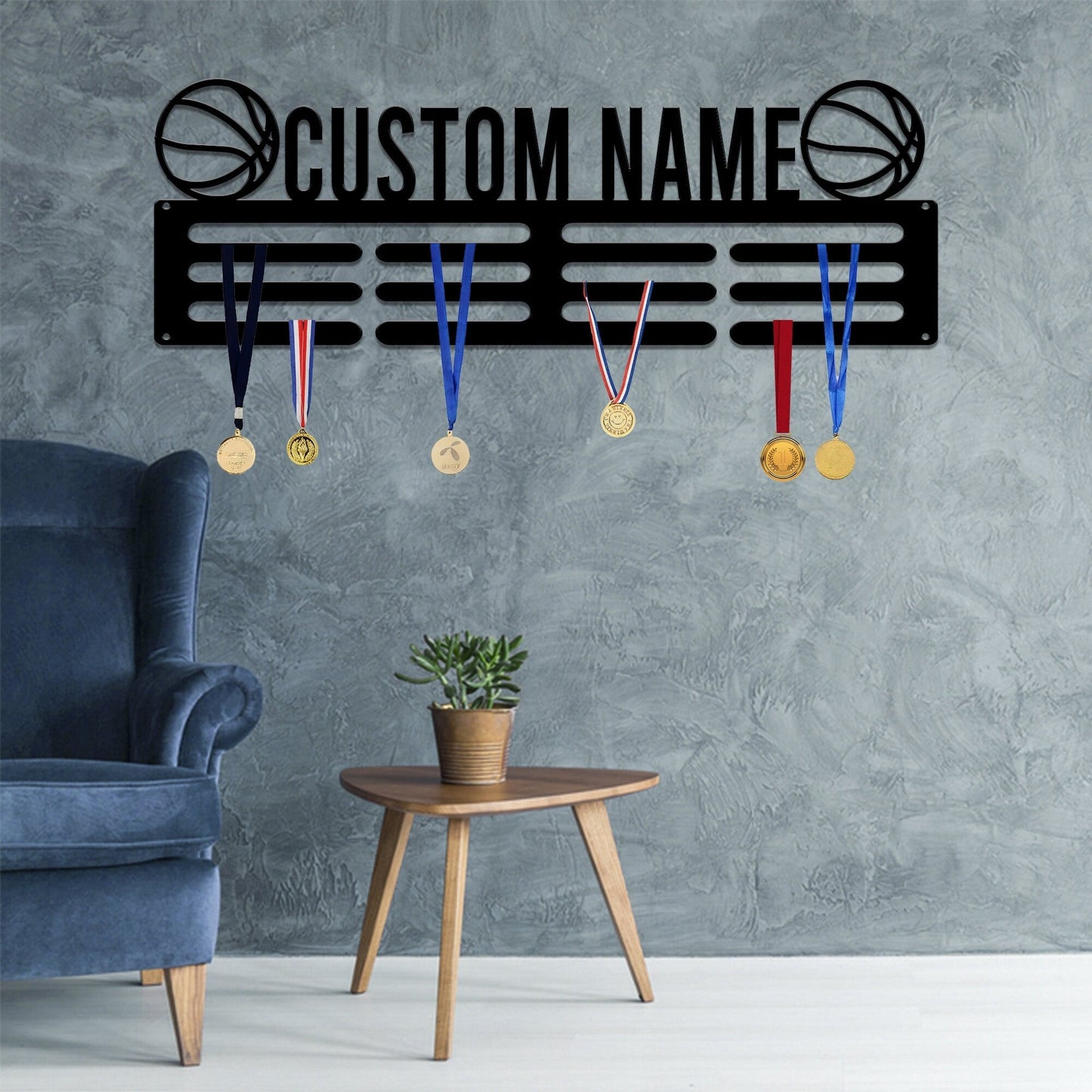 Custom Name Basketball Medal Hanger with Led Light, Medal Holder Display Rack for Awards and Ribbons, Tiered Award Rack, Sports Medal Hanger