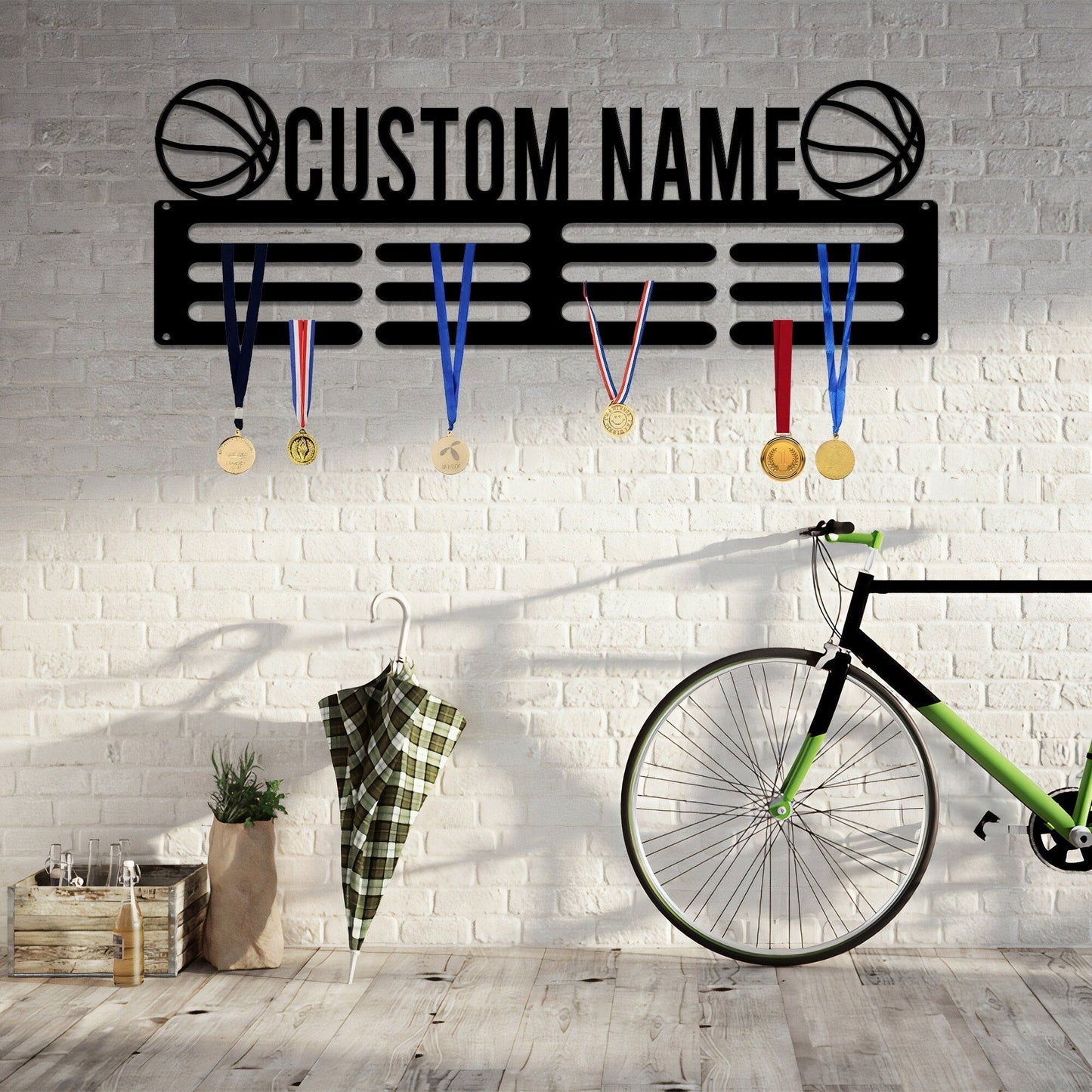 Custom Name Basketball Medal Hanger with Led Light, Medal Holder Display Rack for Awards and Ribbons, Tiered Award Rack, Sports Medal Hanger