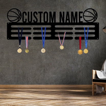 Custom Name Basketball Medal Hanger with Led Light, Medal Holder Display Rack for Awards and Ribbons, Tiered Award Rack, Sports Medal Hanger