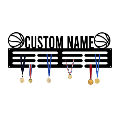 Custom Name Basketball Medal Hanger with Led Light, Medal Holder Display Rack for Awards and Ribbons, Tiered Award Rack, Sports Medal Hanger