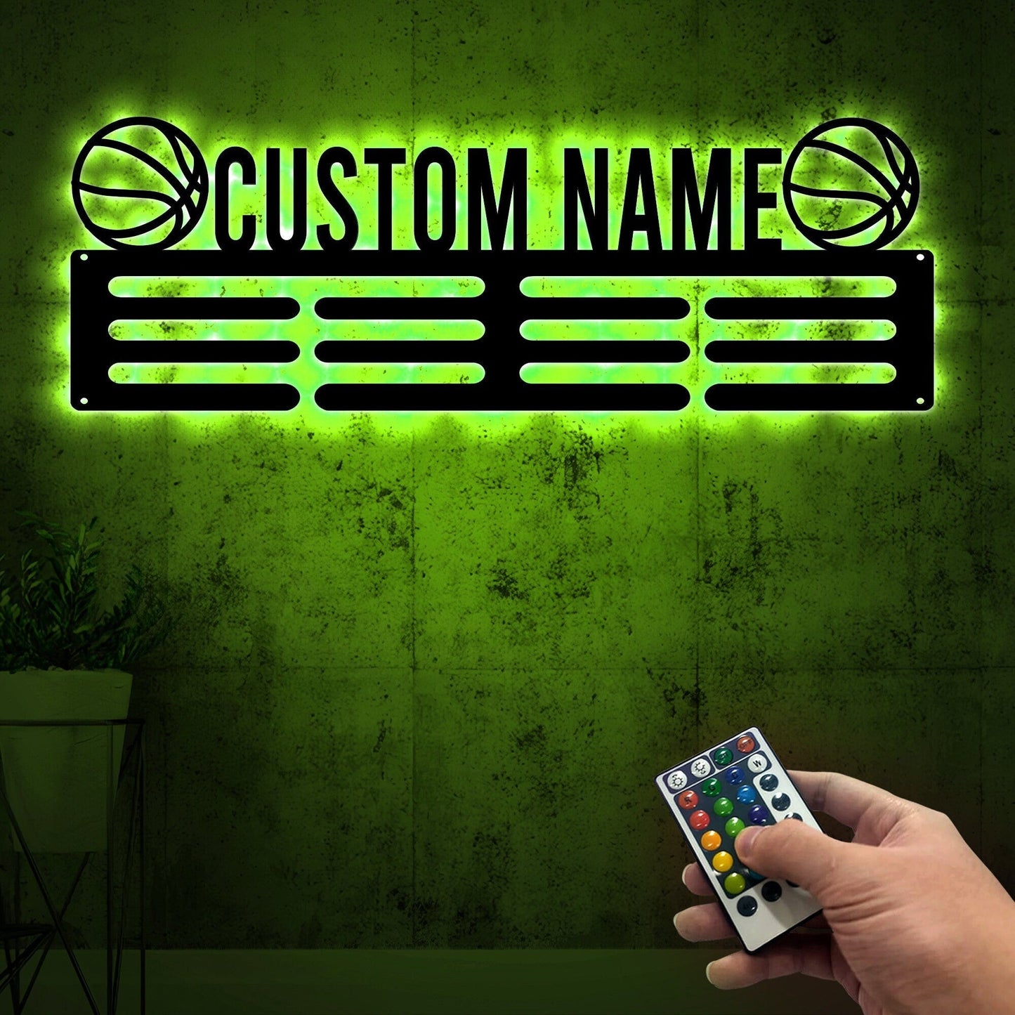 Custom Name Basketball Medal Hanger with Led Light, Medal Holder Display Rack for Awards and Ribbons, Tiered Award Rack, Sports Medal Hanger