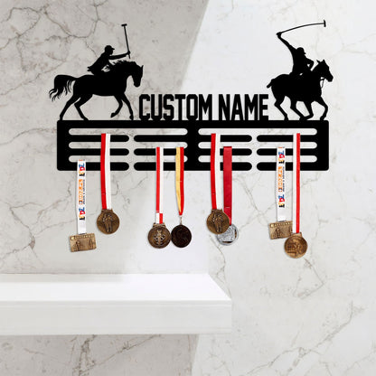 Custom Name Polo Medal Hanger with Led Light, Polo Medal Holder Display Rack for Awards and Ribbons, Tiered Award Rack, Sports Medal Hanger