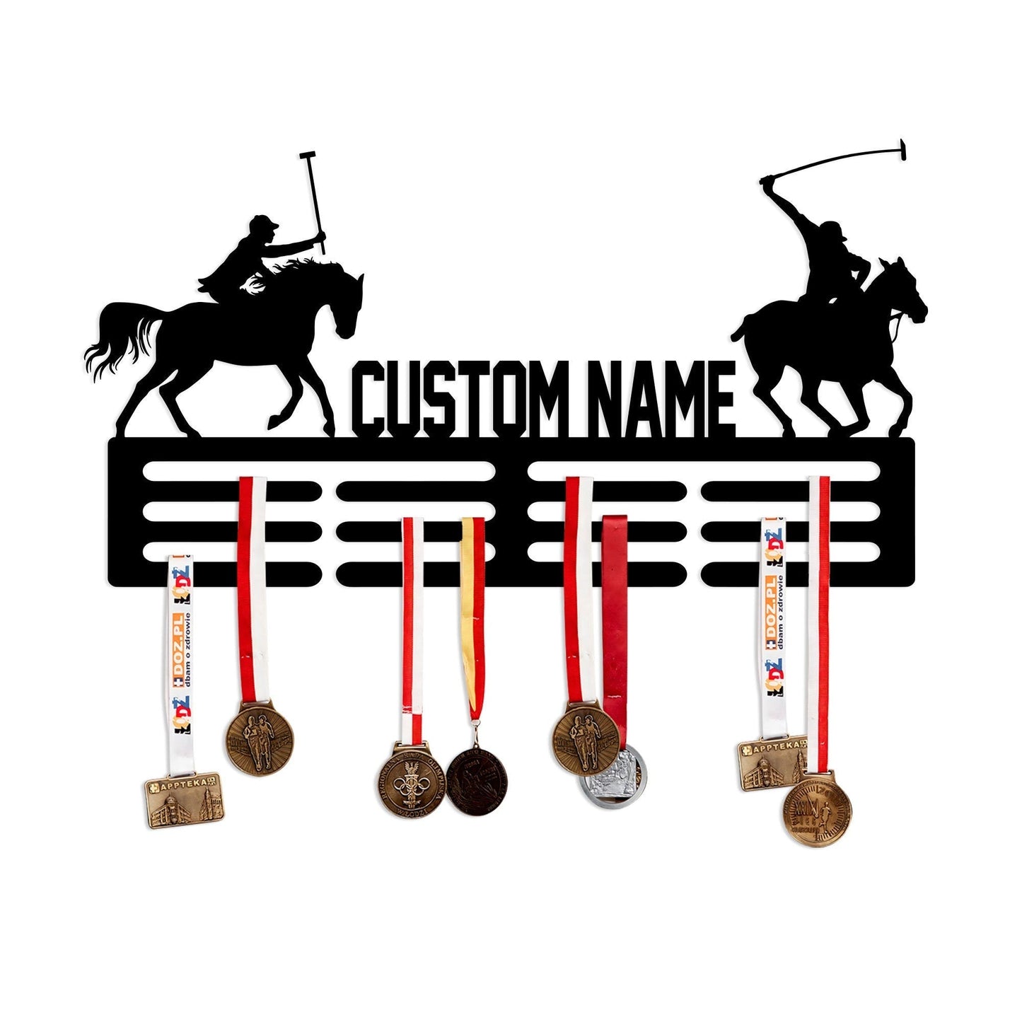 Custom Name Polo Medal Hanger with Led Light, Polo Medal Holder Display Rack for Awards and Ribbons, Tiered Award Rack, Sports Medal Hanger