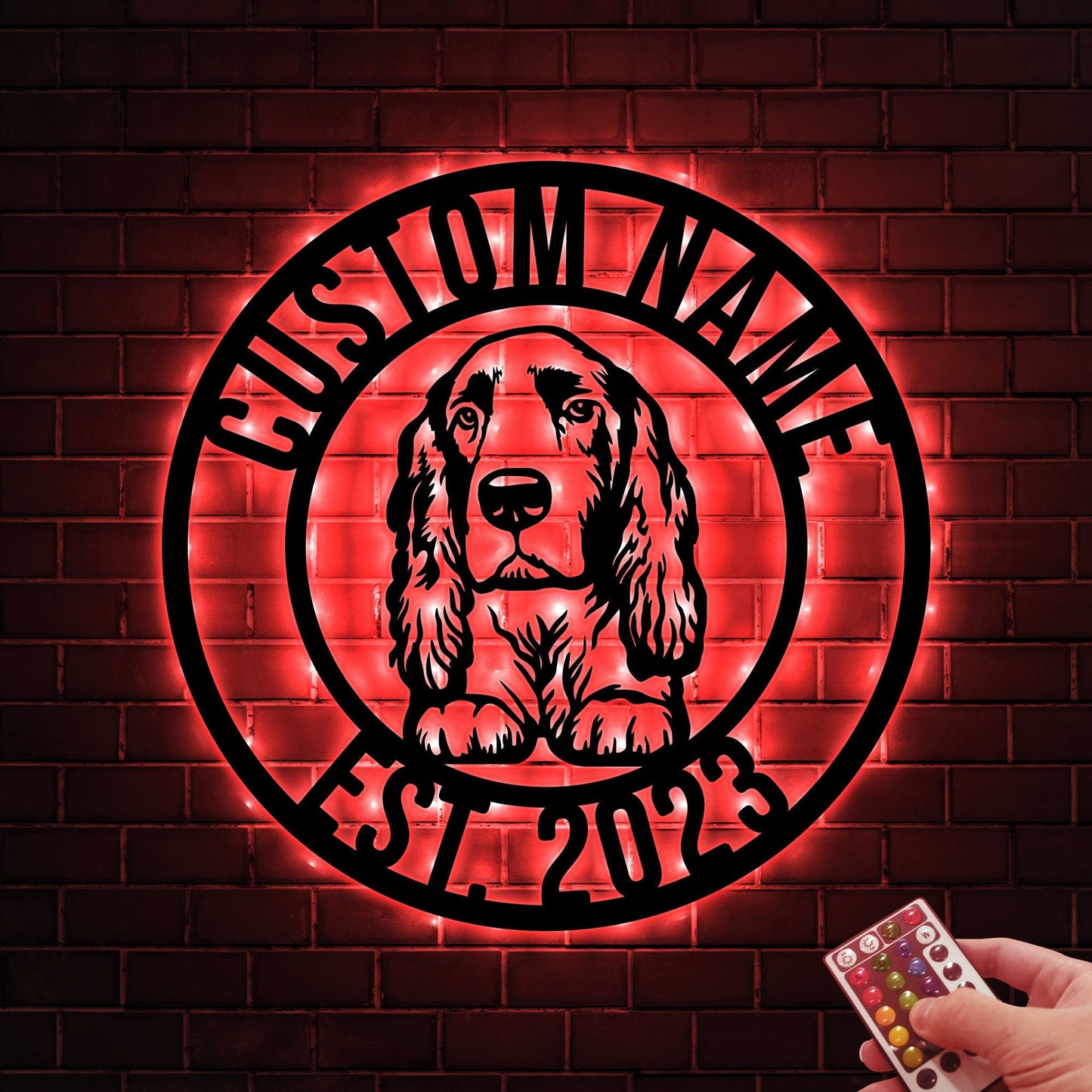Custom Field Spaniel Dog Metal Sign with Led Light, Field Spaniel Decor, Dog Metal Wall Art, Dog Owner Gift, Dog Welcome Sign, Dog Name Sign