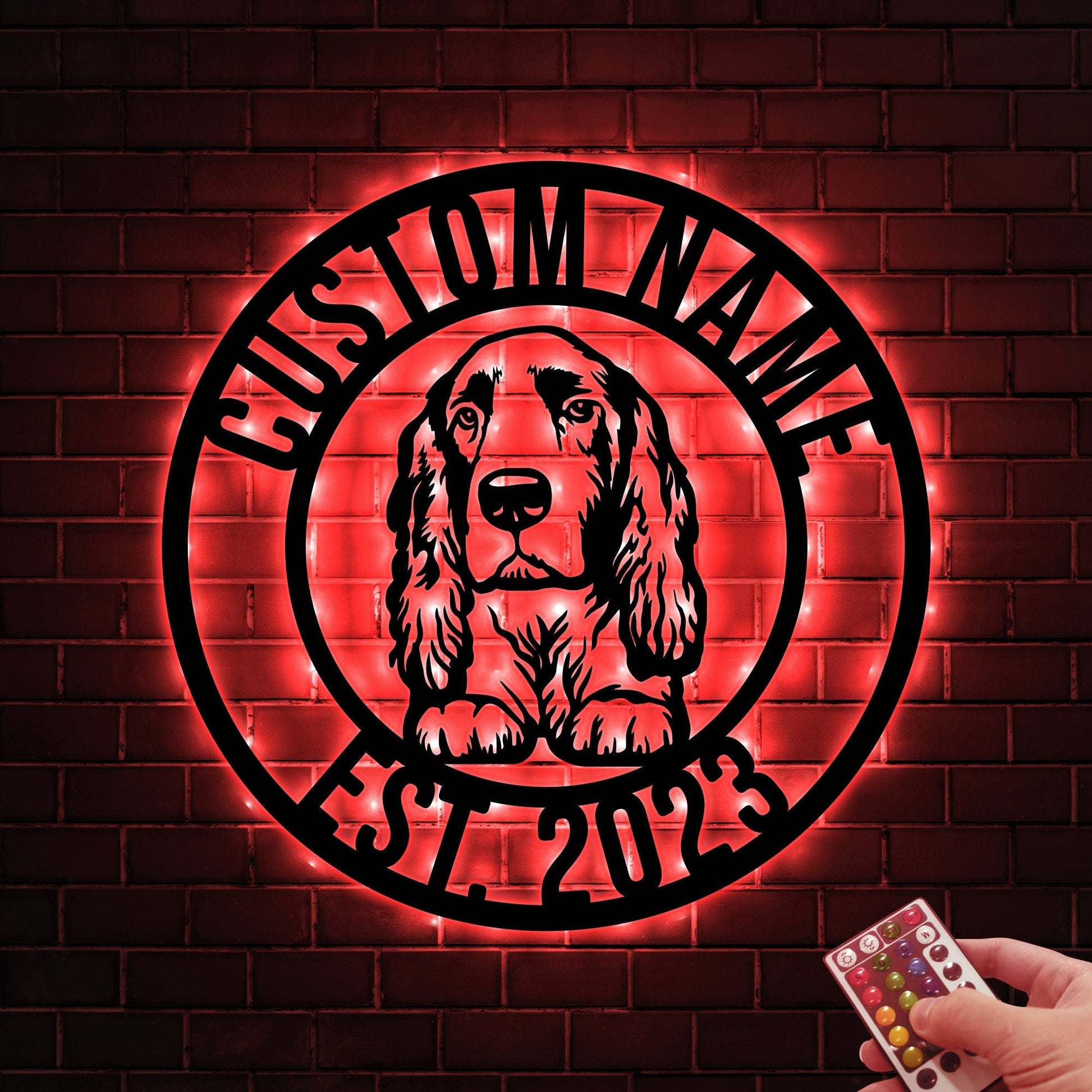 Custom Field Spaniel Dog Metal Sign with Led Light, Field Spaniel Decor, Dog Metal Wall Art, Dog Owner Gift, Dog Welcome Sign, Dog Name Sign