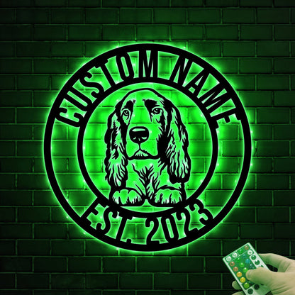 Custom Field Spaniel Dog Metal Sign with Led Light, Field Spaniel Decor, Dog Metal Wall Art, Dog Owner Gift, Dog Welcome Sign, Dog Name Sign