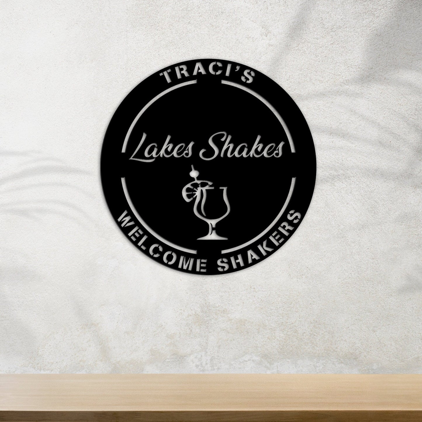 Custom Metal Wall Art With Led Lights For Shop Owner, Personalized Bar Sign Wall Art, Juice Bar Sign, Lakes Shakes Bar Sign, Welcome Sign