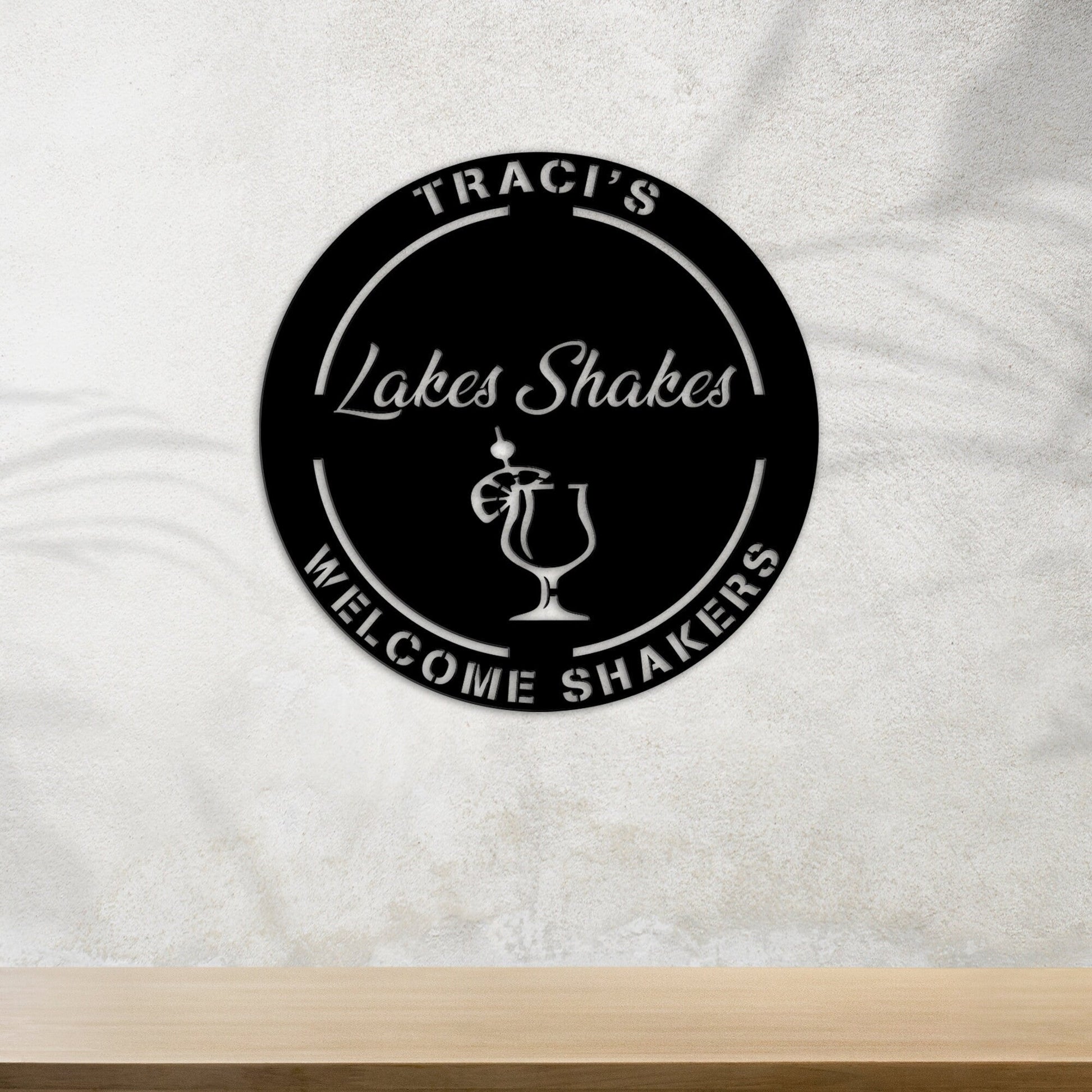 Custom Metal Wall Art With Led Lights For Shop Owner, Personalized Bar Sign Wall Art, Juice Bar Sign, Lakes Shakes Bar Sign, Welcome Sign