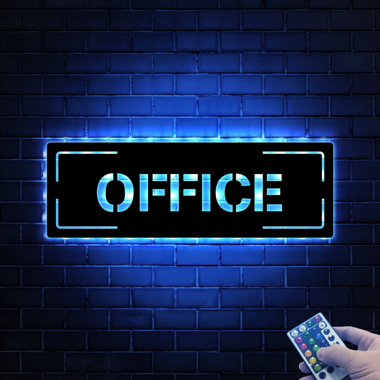 Custom Modern Office Sign With Led Lights, Personalized Text Door Sign, Custom Room Sign, Office Metal Wall Art, Business Gift, Xmas Gift