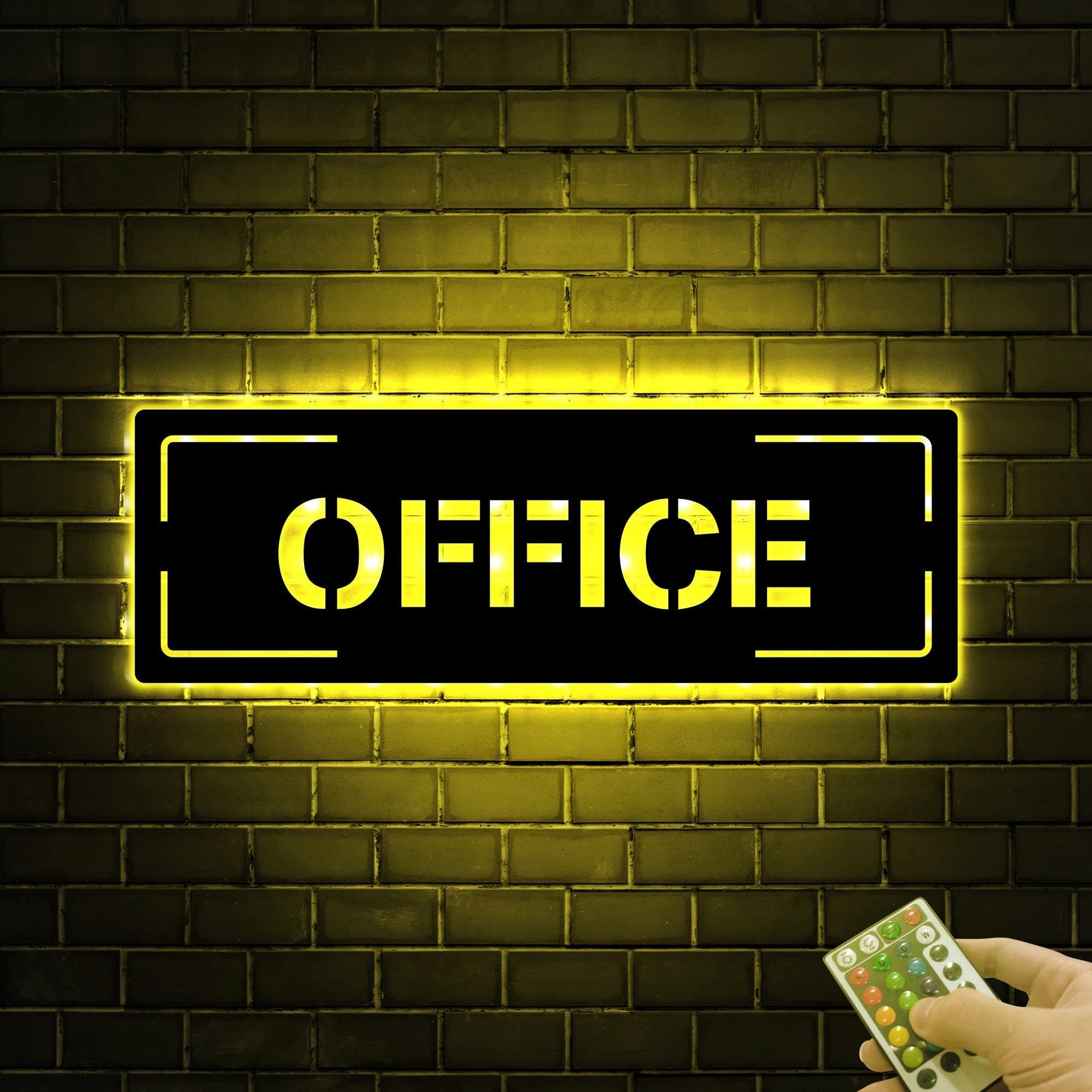 Custom Modern Office Sign With Led Lights, Personalized Text Door Sign, Custom Room Sign, Office Metal Wall Art, Business Gift, Xmas Gift