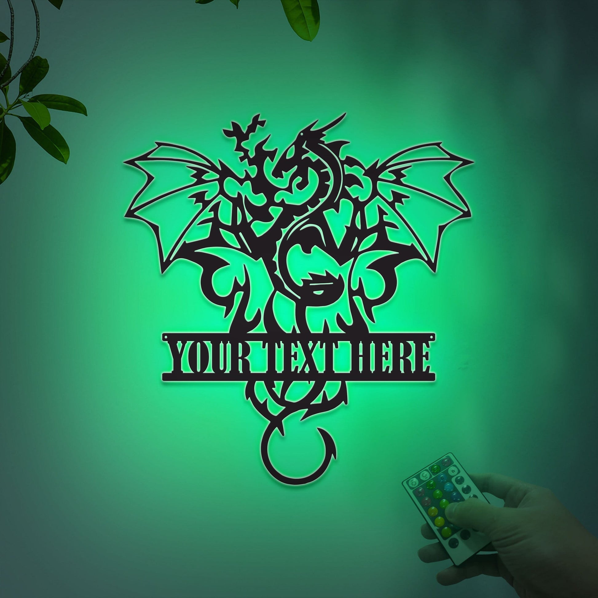 Custom Dragon Metal Wall Art, Led Lights Metal Wall Decoration, Housewarming Gift, Home Decoration Monogram Dragon Sign Boys Kids Room D?cor