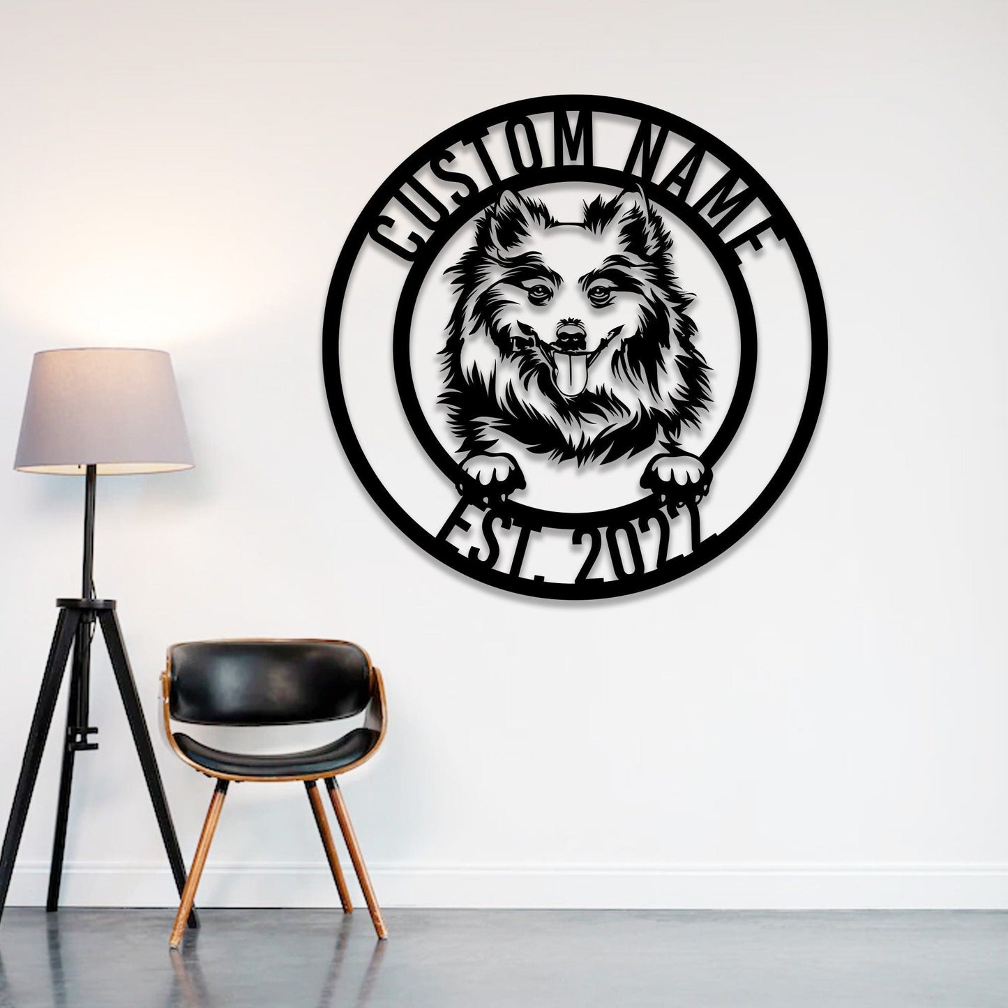 Custom American Eskimo Dog Metal Sign with Led Light, Eskimo Dog Decor, Eskimo Dog Gift, Dog Owner Gift, Dog Warning Sign, Eskimo Lover Gift