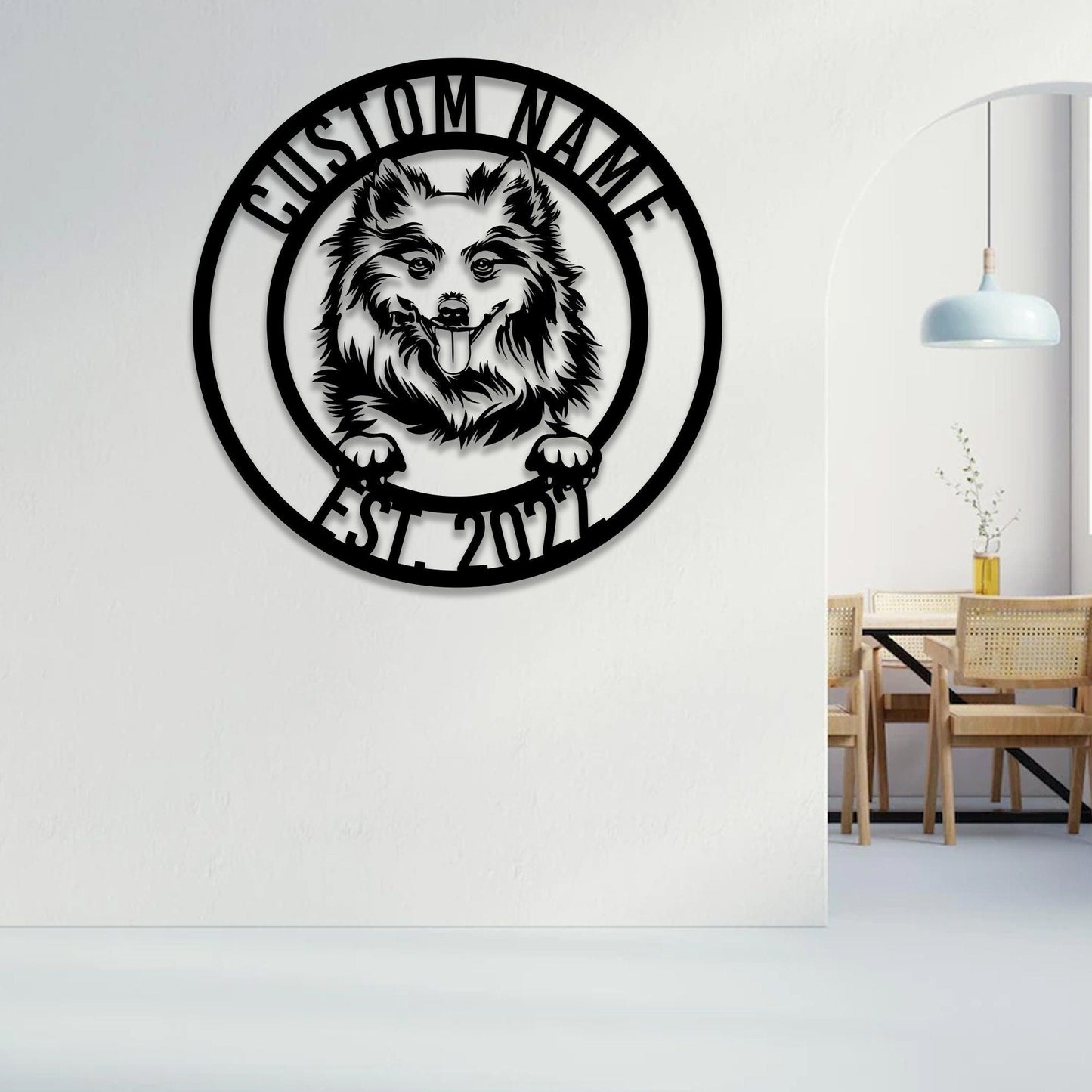 Custom American Eskimo Dog Metal Sign with Led Light, Eskimo Dog Decor, Eskimo Dog Gift, Dog Owner Gift, Dog Warning Sign, Eskimo Lover Gift