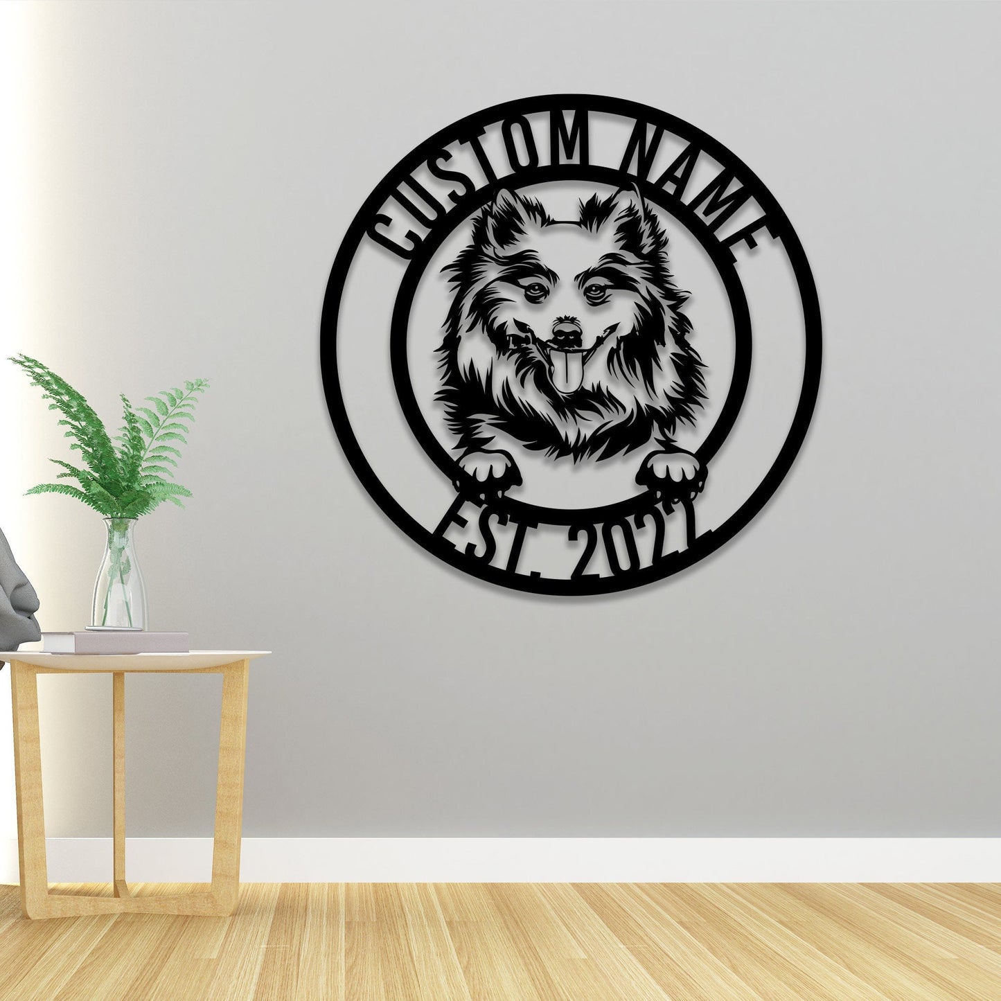 Custom American Eskimo Dog Metal Sign with Led Light, Eskimo Dog Decor, Eskimo Dog Gift, Dog Owner Gift, Dog Warning Sign, Eskimo Lover Gift