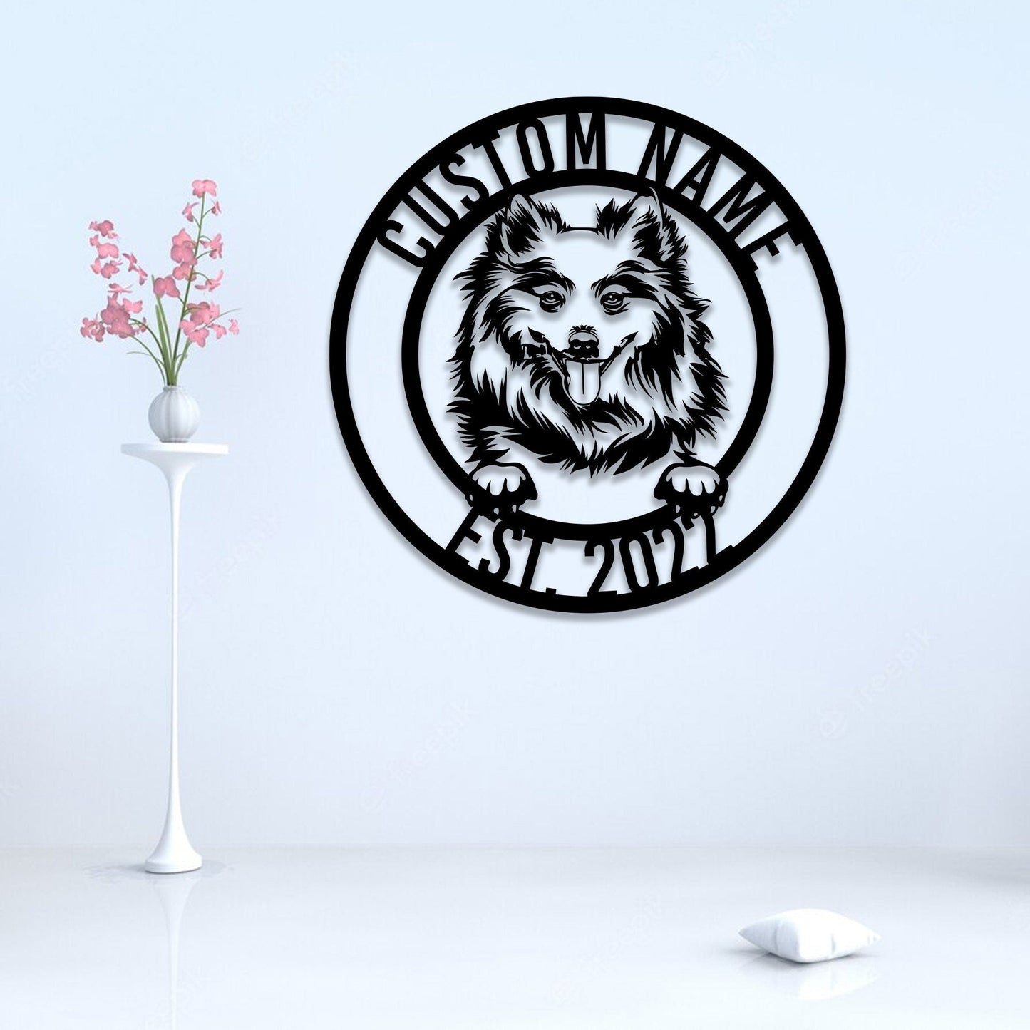 Custom American Eskimo Dog Metal Sign with Led Light, Eskimo Dog Decor, Eskimo Dog Gift, Dog Owner Gift, Dog Warning Sign, Eskimo Lover Gift
