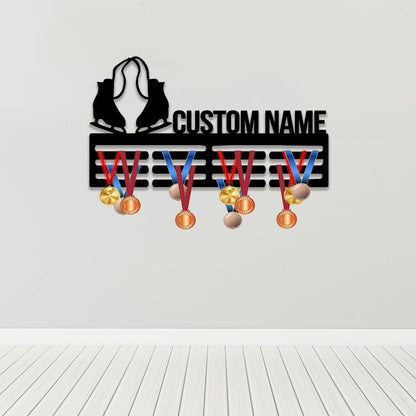 Custom Name Skating Medal Hanger with Led Light, Medal Holder Display Rack for Awards and Ribbons, Tiered Award Rack, Sports Medal Hanger