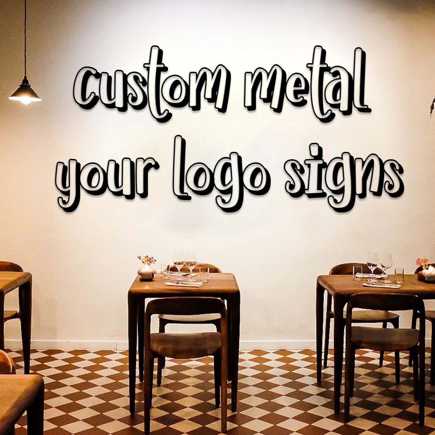 Custom Restaurant Logo Sign with or without Led Light, Personalized Logo Metal Wall Decor, Indoor Outdoor Decor, Metal Wall Hanging
