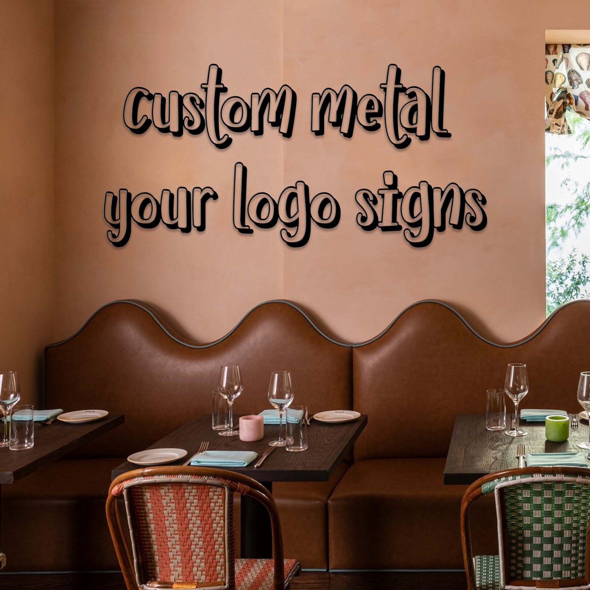 Custom Restaurant Logo Sign with or without Led Light, Personalized Logo Metal Wall Decor, Indoor Outdoor Decor, Metal Wall Hanging