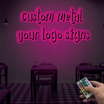 Custom Restaurant Logo Sign with or without Led Light, Personalized Logo Metal Wall Decor, Indoor Outdoor Decor, Metal Wall Hanging