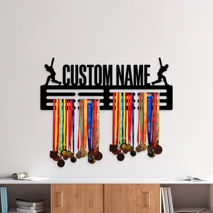 Custom Name Cricket Medal Hanger with Led Light, Sports Medal Holder Display Rack for Awards and Ribbons, Tiered Award Rack, Cricket Player