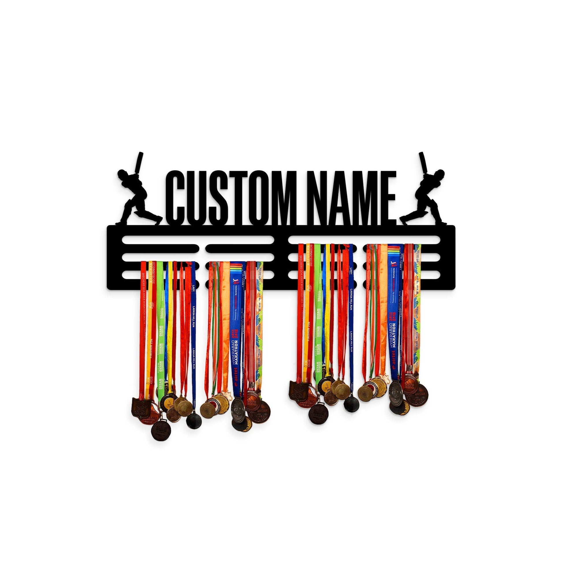 Custom Name Cricket Medal Hanger with Led Light, Sports Medal Holder Display Rack for Awards and Ribbons, Tiered Award Rack, Cricket Player