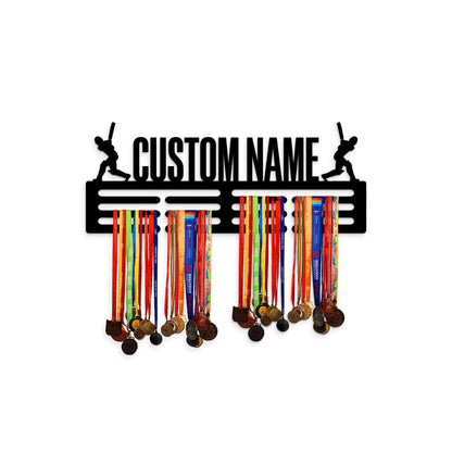 Custom Name Cricket Medal Hanger with Led Light, Sports Medal Holder Display Rack for Awards and Ribbons, Tiered Award Rack, Cricket Player