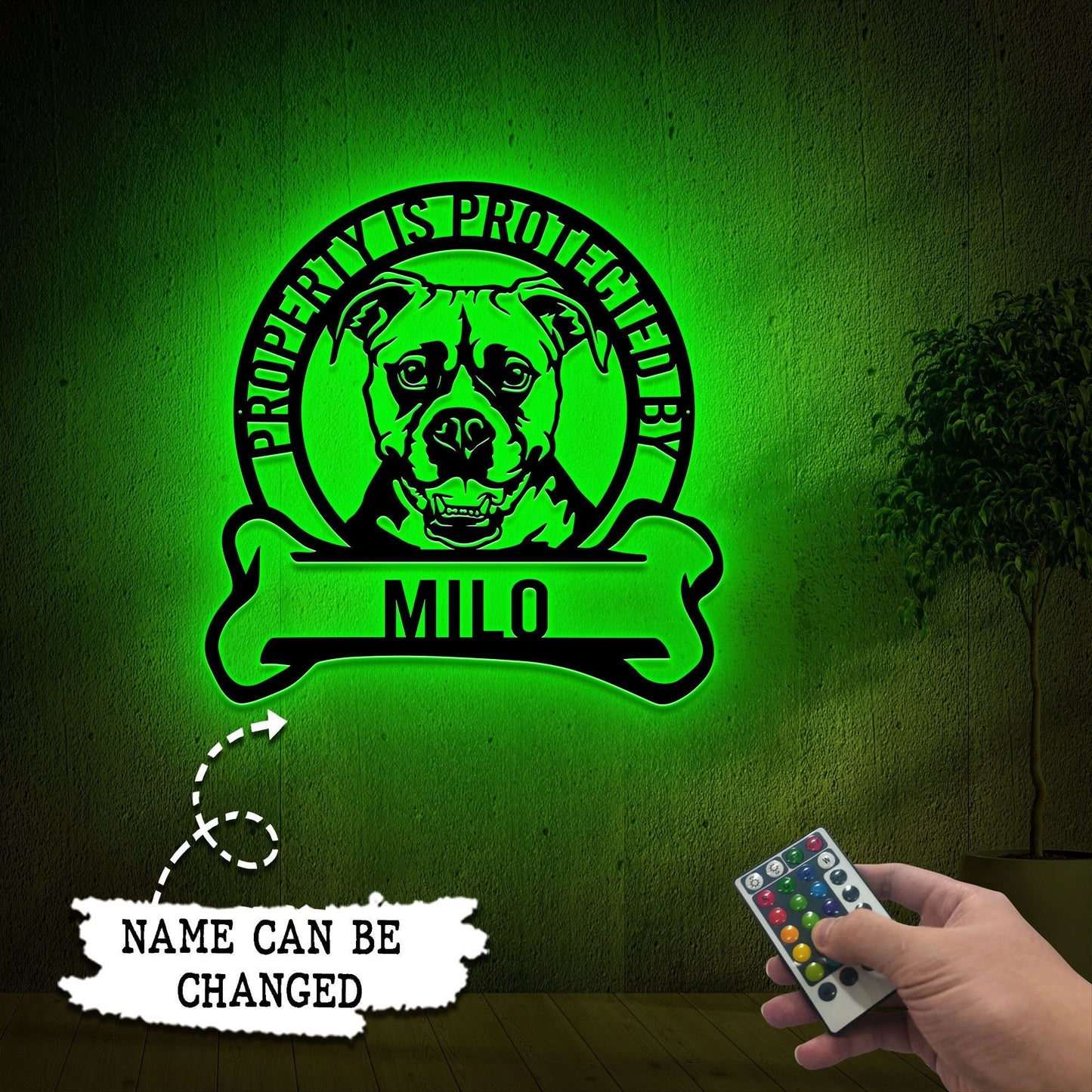 Custom Boxer Dog Warning Sign Led Light, Property Protected by Guard Dog Metal Sign, Beware of Dog Gate Sign, Funny Metal Dog Sign for Home
