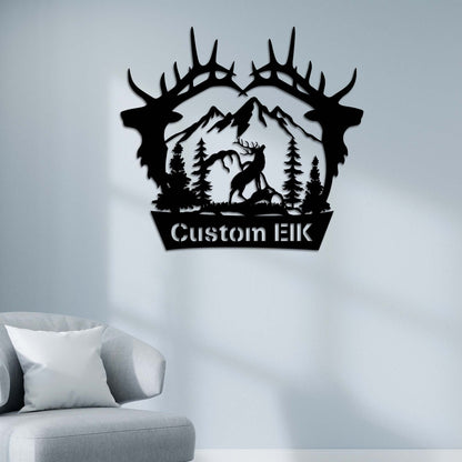 Custom Elk Antler Name Sign with Led Lights, Metal Elk Hunter Gift, Elk Hunting Gifts for Father's Day, Christmas Gift, Elk Home Decor