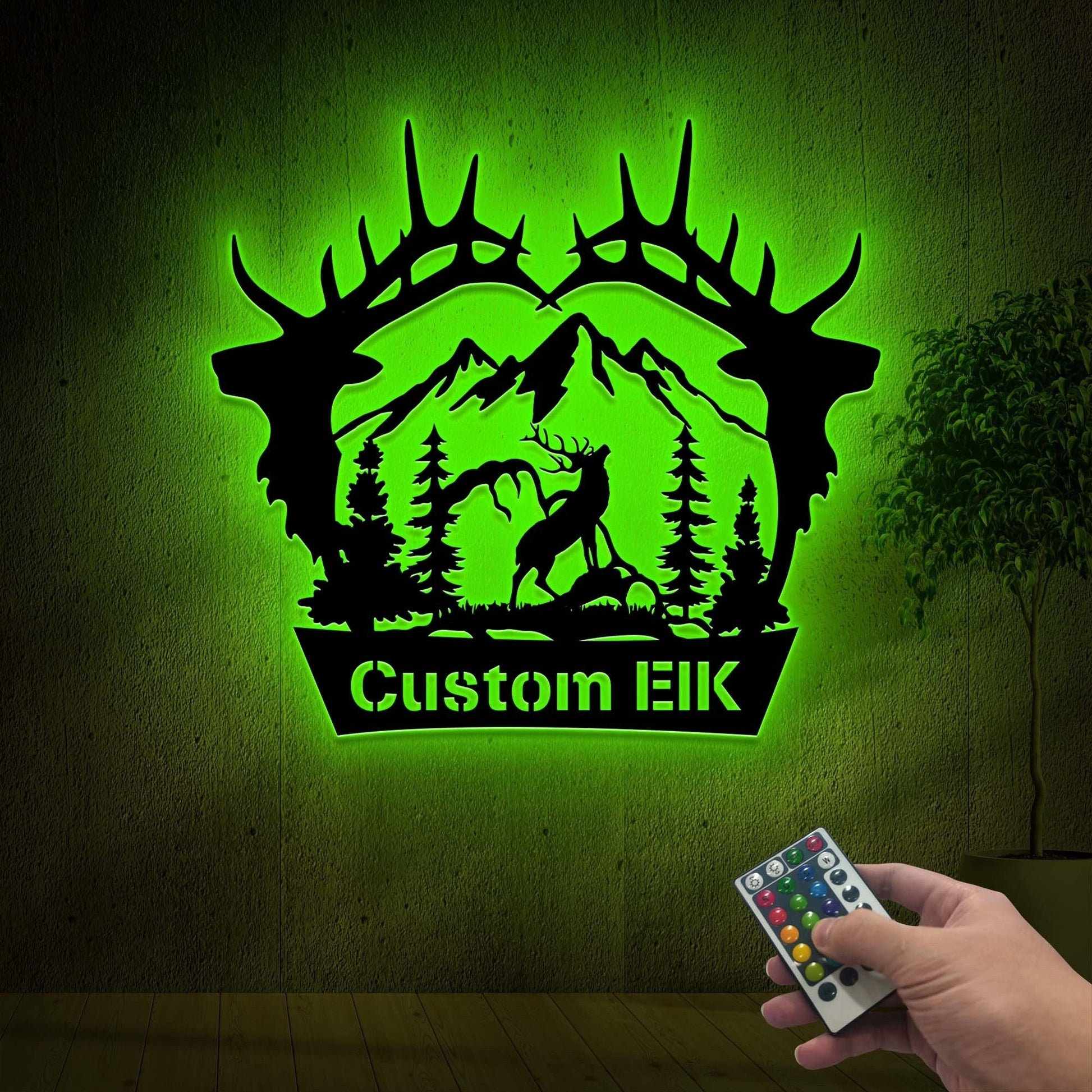 Custom Elk Antler Name Sign with Led Lights, Metal Elk Hunter Gift, Elk Hunting Gifts for Father's Day, Christmas Gift, Elk Home Decor