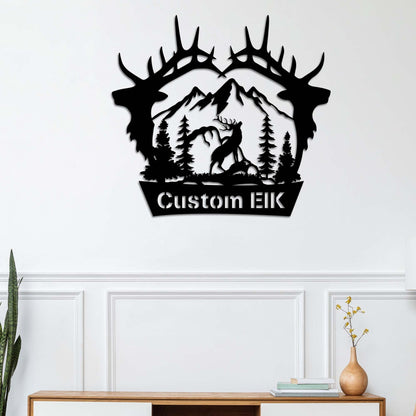 Custom Elk Antler Name Sign with Led Lights, Metal Elk Hunter Gift, Elk Hunting Gifts for Father's Day, Christmas Gift, Elk Home Decor