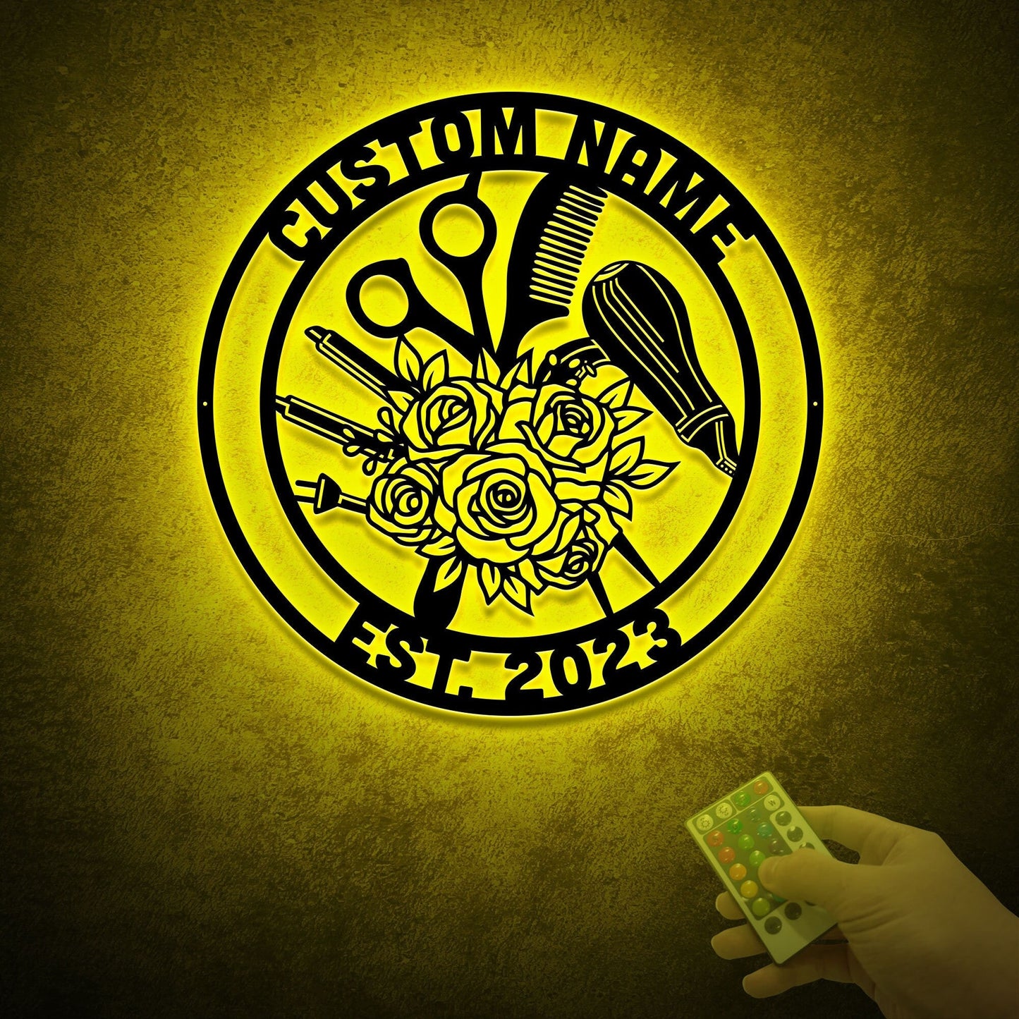 Custom Metal Hair Salon Name Sign with Led Light, Hairdresser Hair Stylist Gift, Barbershop Decor, Beauty Salon Decor, Salon Owner Gift