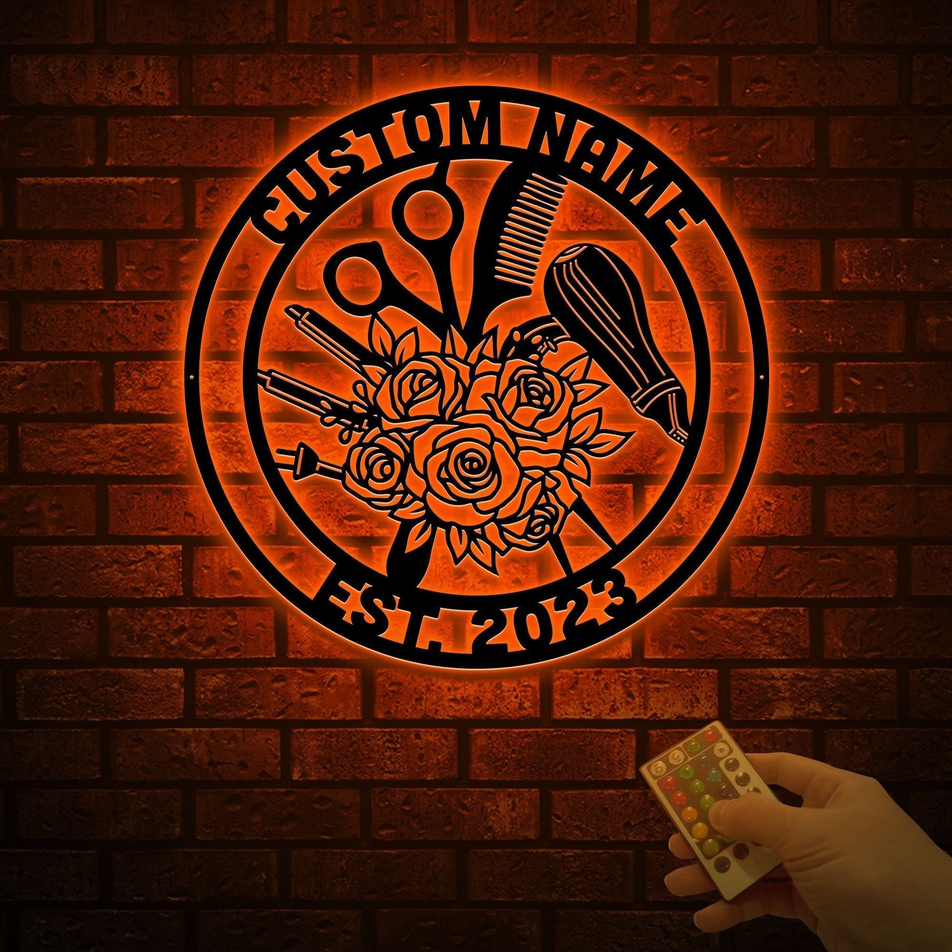 Custom Metal Hair Salon Name Sign with Led Light, Hairdresser Hair Stylist Gift, Barbershop Decor, Beauty Salon Decor, Salon Owner Gift