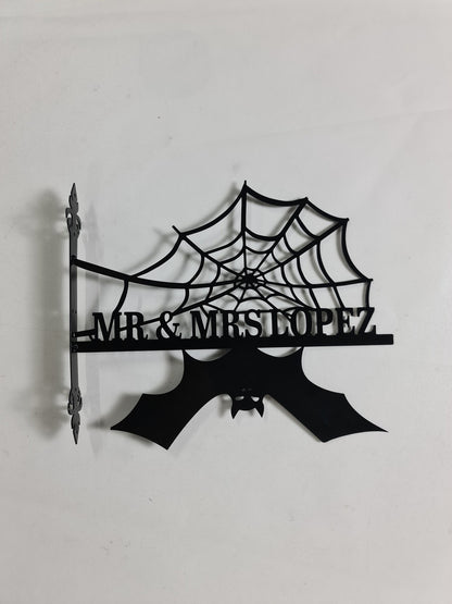 Custom Halloween Address Sign, Unique Halloween Bat Sign, Front Porch Hanging Entryway Hanging, Stainless Steel Modern and Trendy Decoration
