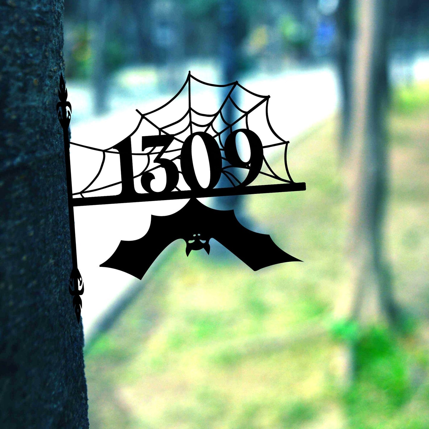 Custom Halloween Address Sign, Unique Halloween Bat Sign, Front Porch Hanging Entryway Hanging, Stainless Steel Modern and Trendy Decoration