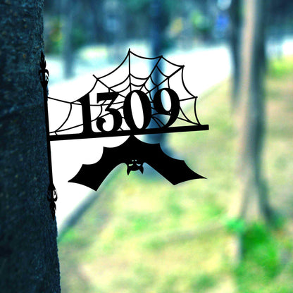 Custom Halloween Address Sign, Unique Halloween Bat Sign, Front Porch Hanging Entryway Hanging, Stainless Steel Modern and Trendy Decoration