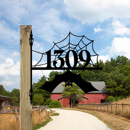 Custom Halloween Address Sign, Unique Halloween Bat Sign, Front Porch Hanging Entryway Hanging, Stainless Steel Modern and Trendy Decoration
