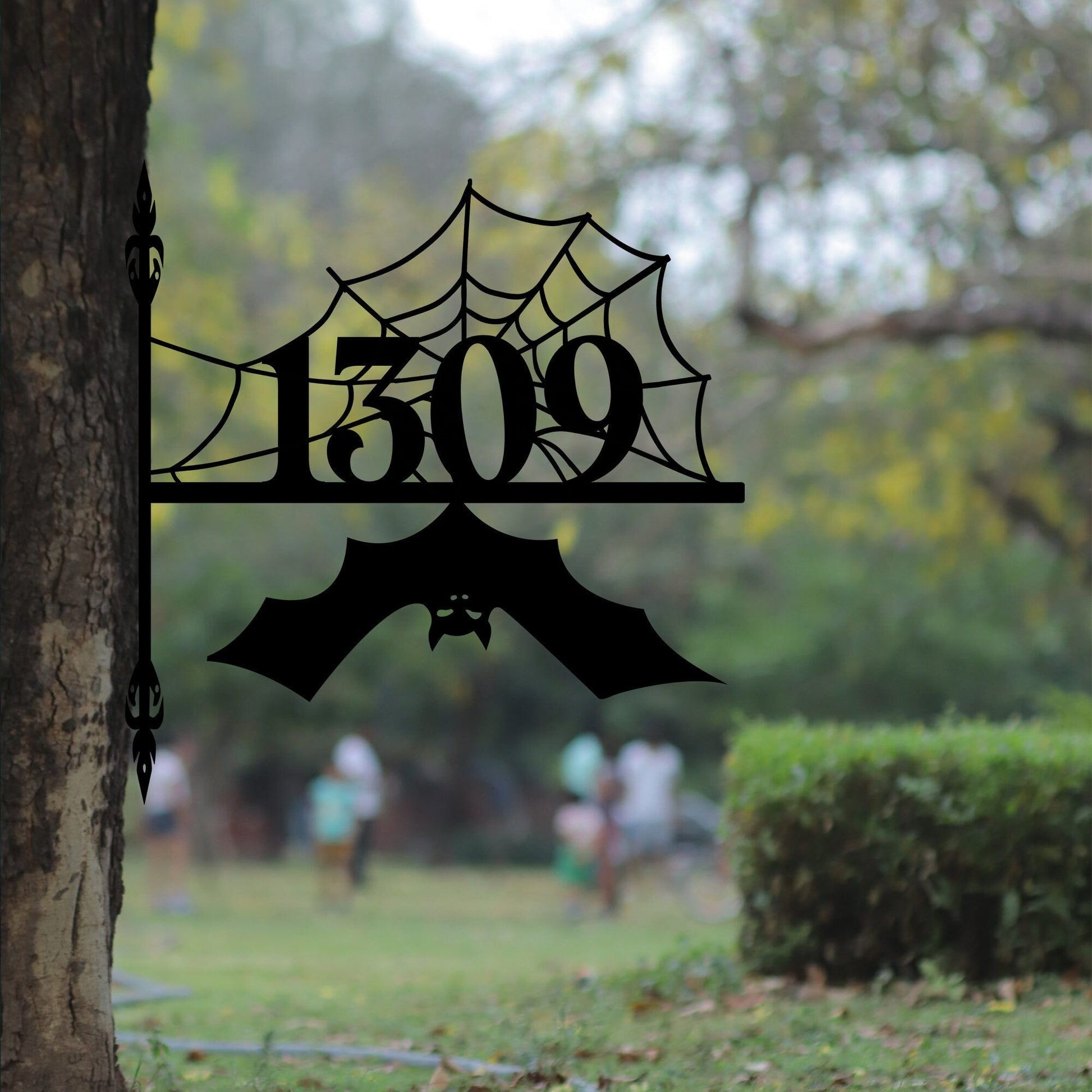 Custom Halloween Address Sign, Unique Halloween Bat Sign, Front Porch Hanging Entryway Hanging, Stainless Steel Modern and Trendy Decoration