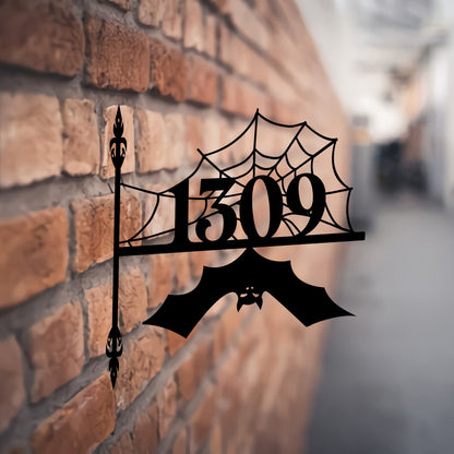 Custom Halloween Address Sign, Unique Halloween Bat Sign, Front Porch Hanging Entryway Hanging, Stainless Steel Modern and Trendy Decoration