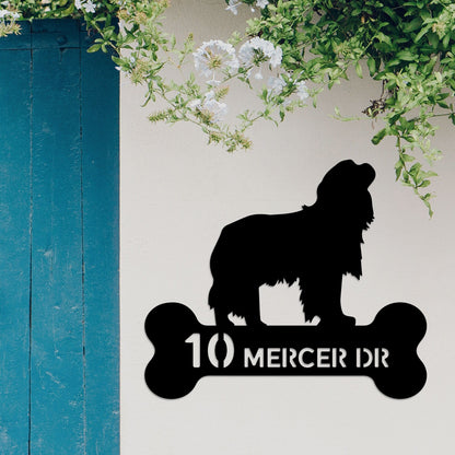 Cavalier King Charles Spaniel Dog Address Sign with Led Light, Address Monogram, Dog Bone Dog House Number, Metal Address Sign for House