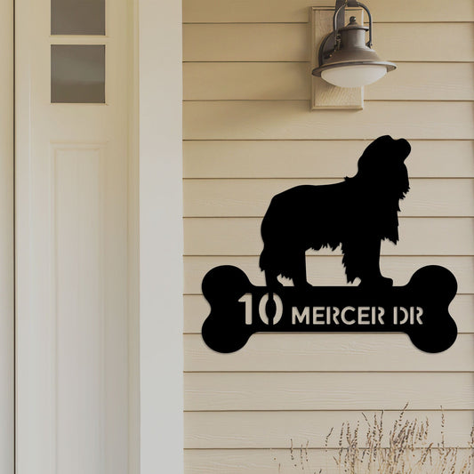 Cavalier King Charles Spaniel Dog Address Sign with Led Light, Address Monogram, Dog Bone Dog House Number, Metal Address Sign for House