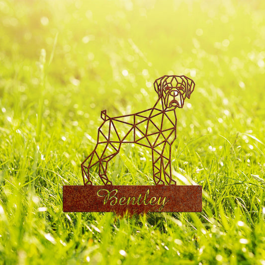 Boxer Dog Geometric Garden Stake Rusty, Boxer Dog Rusted Metal Yard Art, Dog Garden Sign, Vintage Outdoor Decor, Geometric Dog Gift
