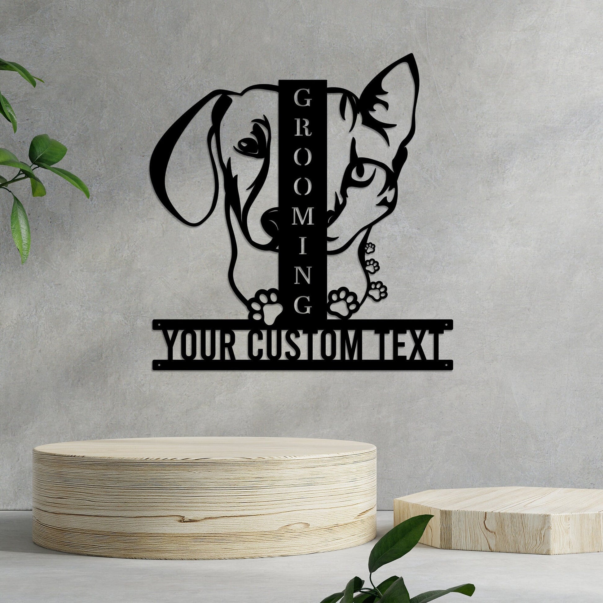 Cat and Dog Grooming With Paw Print, Personalized Metal Wall Art With Lights, Dog Grooming Monogram Sign, Per Salon Decor Zoo Salon Wall Art