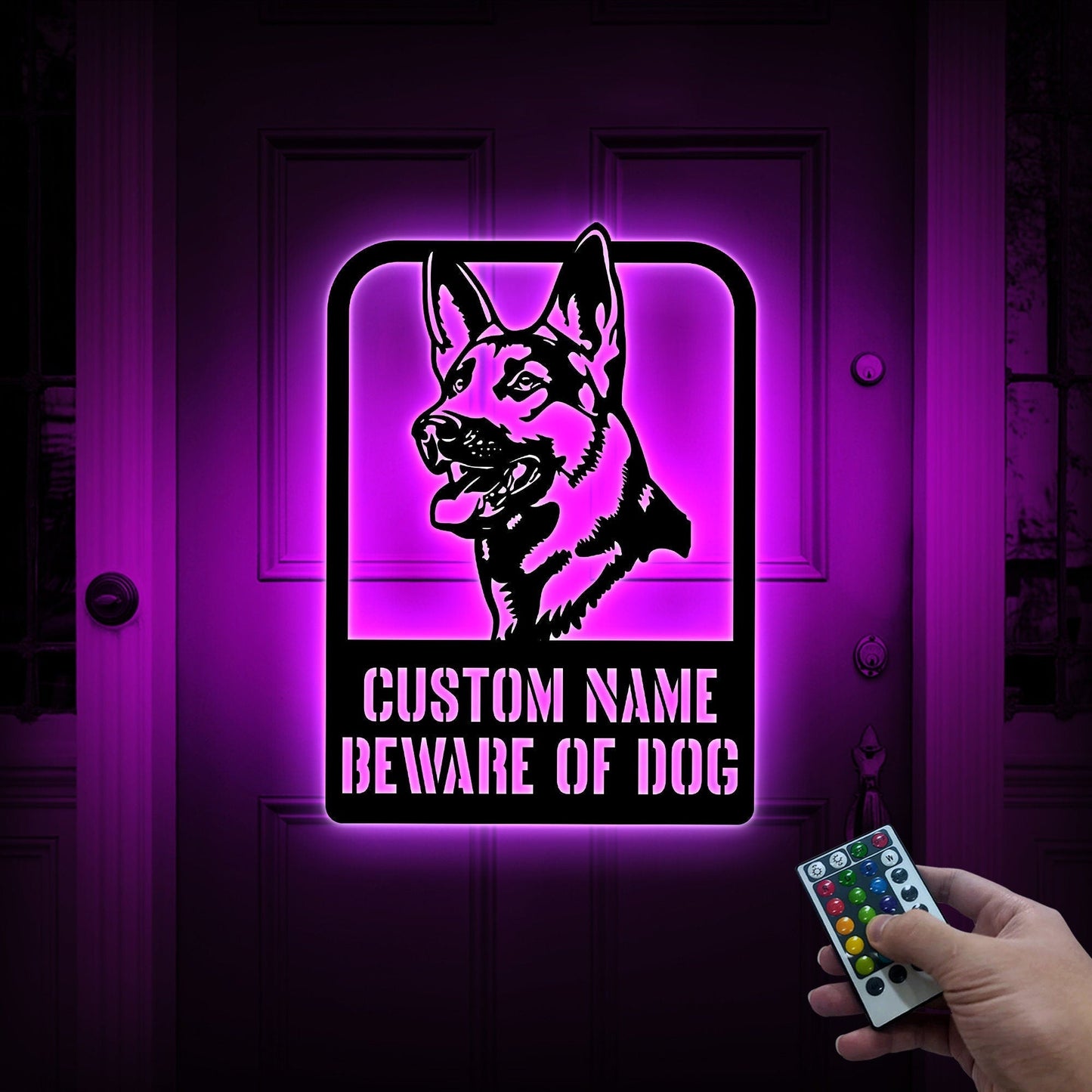 Custom Beware of Dog Sign German Shepherd, Dog Warning Sign, Caution Sign, Gate Sign, Metal German Shepherd Gifts, Dog Wall Decor, Dog Name