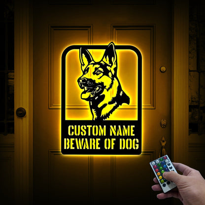 Custom Beware of Dog Sign German Shepherd, Dog Warning Sign, Caution Sign, Gate Sign, Metal German Shepherd Gifts, Dog Wall Decor, Dog Name